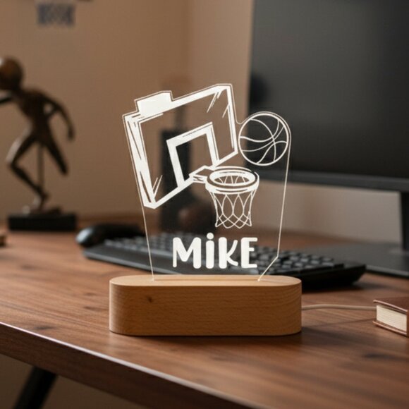 Basketball Night Light – Personalized LED Nightlight for Kids - Picture 8 of 8